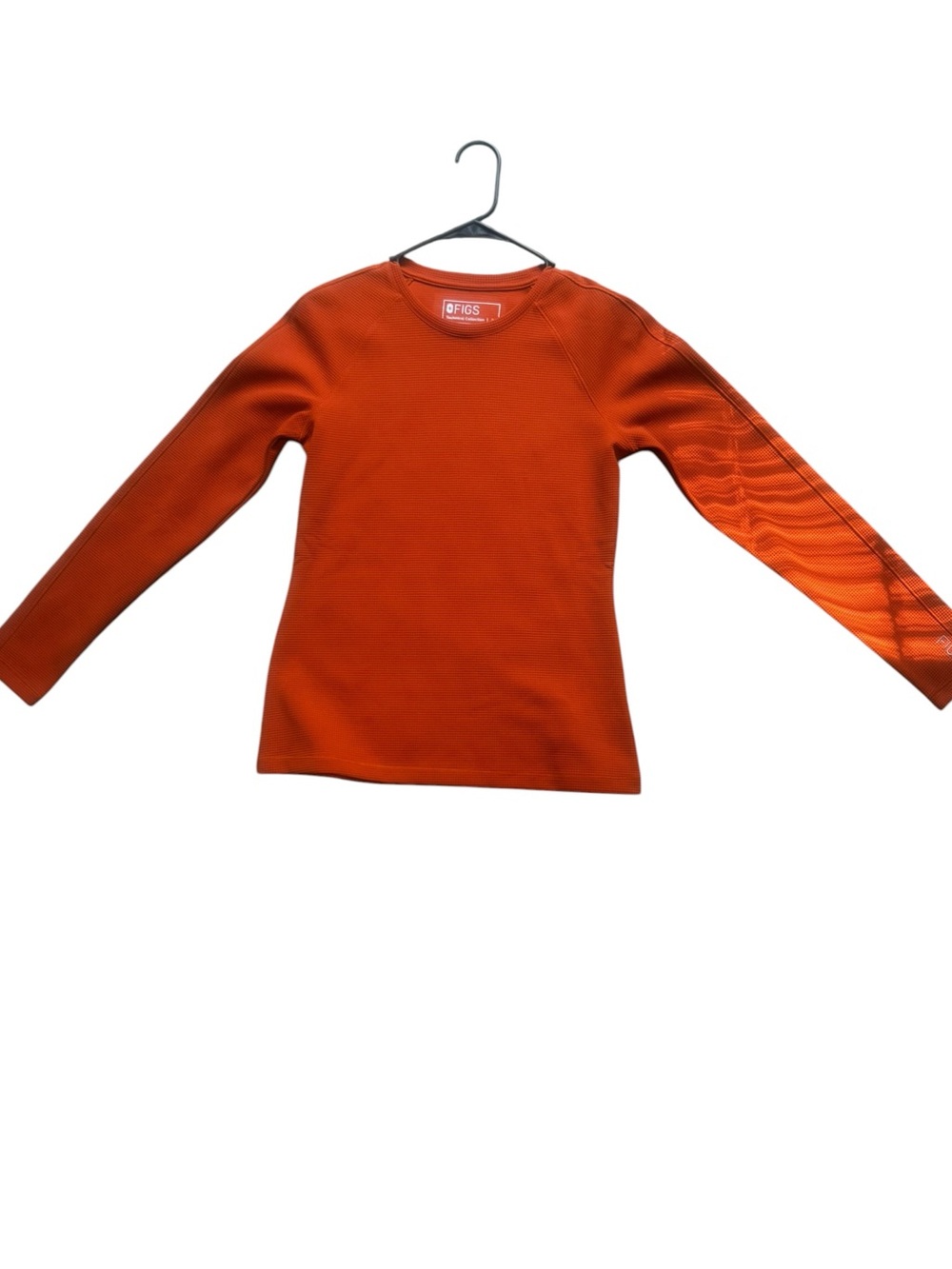 Figs Long Sleeve Waffle Knit Crewneck Top - Spiced Cider